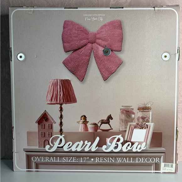 Viral HTF Large Pink Pearl Resin Decorative Bow Wall Art 17 inch - Picture 2 of 2